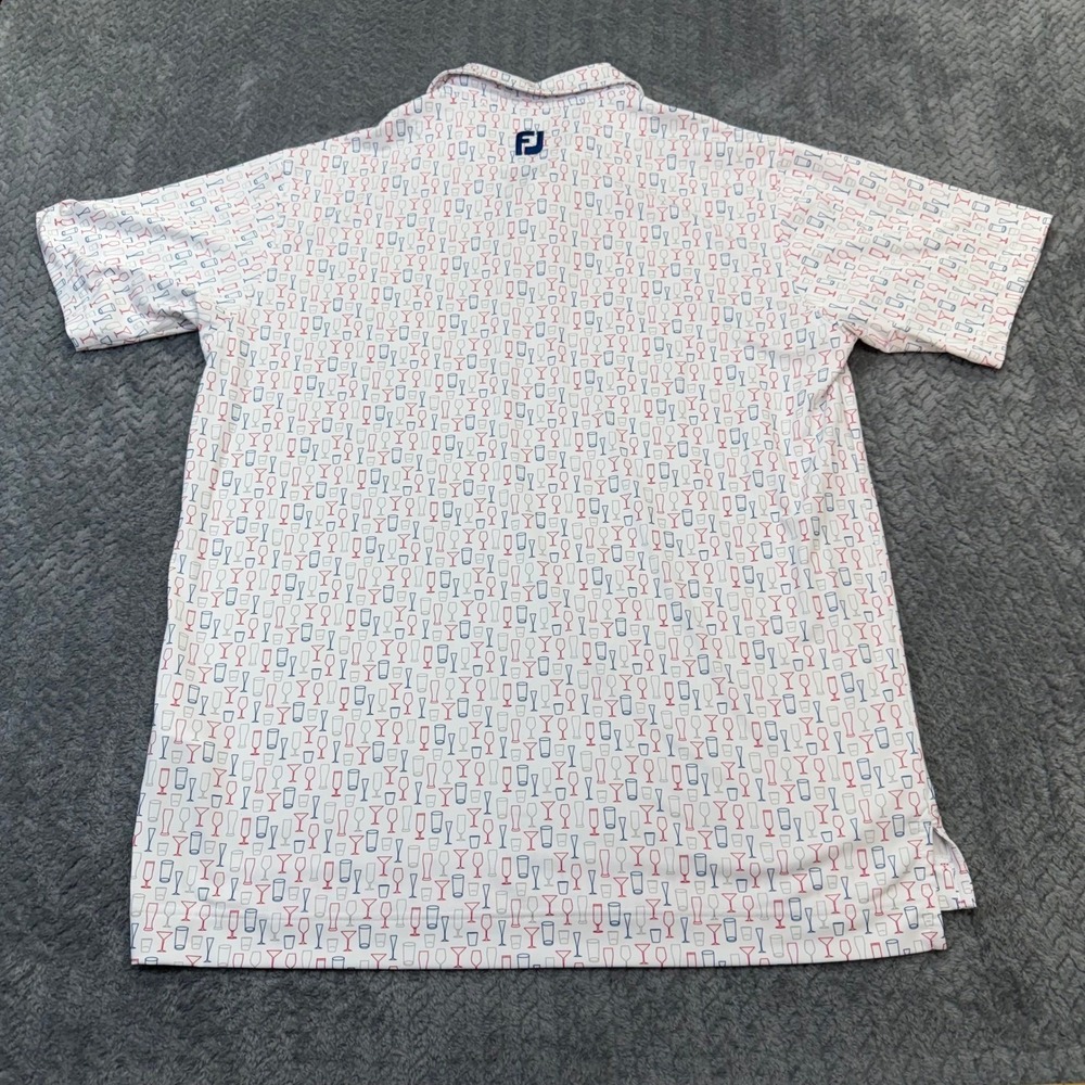 FootJoy Golf Polo Mens Large White Cocktail Glass Print Performance 28470 - Picture 3 of 10